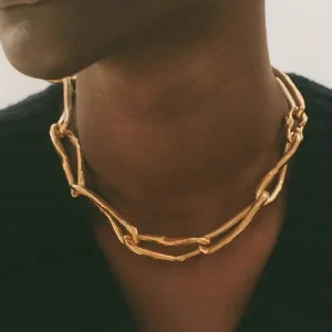 Women Retro Coarse Chain Textured Cuban Chain Necklace