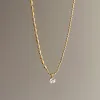XL59 [Single Diamond] Rice Necklace-Gold