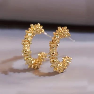 Women Fashion Silver Broken C-Shaped Style Circle Earrings