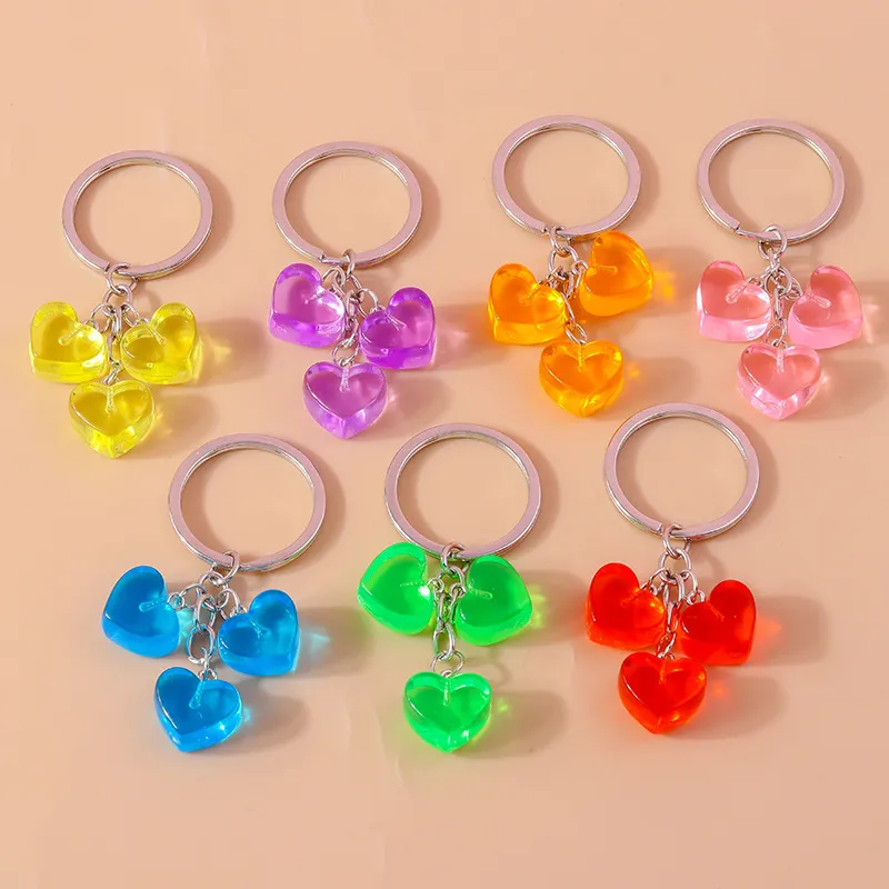 Women Creative Jelly Heart-Shaped Key Chain Pendant Modern Simple Resin Keychain