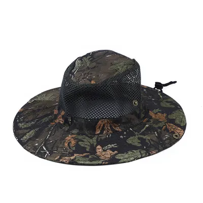 Men Outdoor Casual Camouflage Printed Mesh Breathable Cotton Bucket Hats