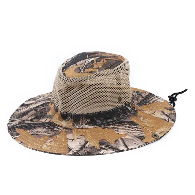 Men Outdoor Casual Camouflage Printed Mesh Breathable Cotton Bucket Hats