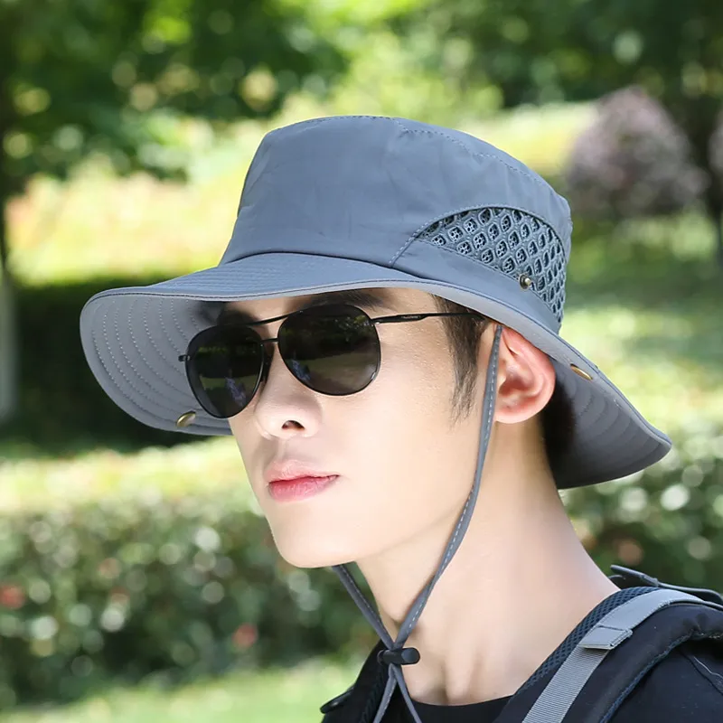 Men Outdoor Mesh Breathable Sun Protection Hat Cotton Polyester