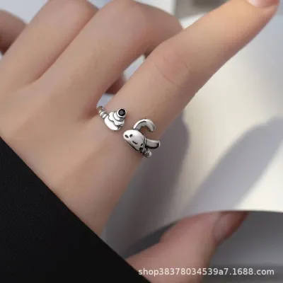 Women Cute Animal Cartoon Rabbit Ring Vintage Metal