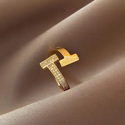 Gold Plated Fashion Double T-Shaped Opening Adjustment Ring