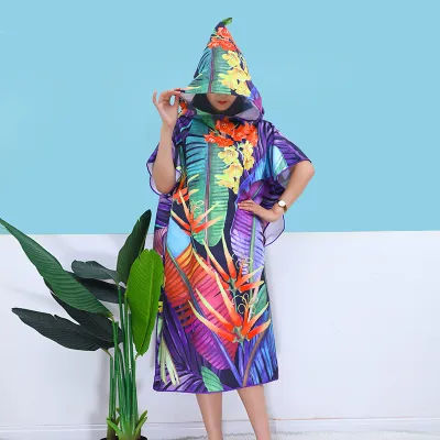Wearable Bath Towel Adult Microfiber Absorbent Thick Printed Beach Towel