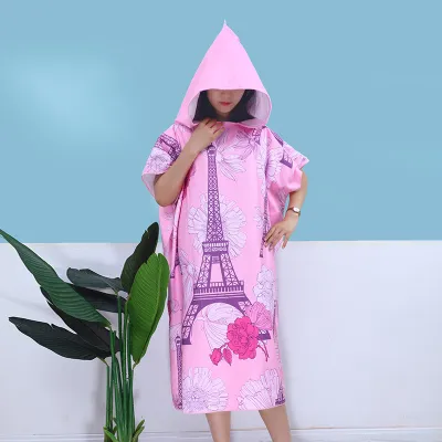 Wearable Bath Towel Adult Microfiber Absorbent Thick Printed Beach Towel