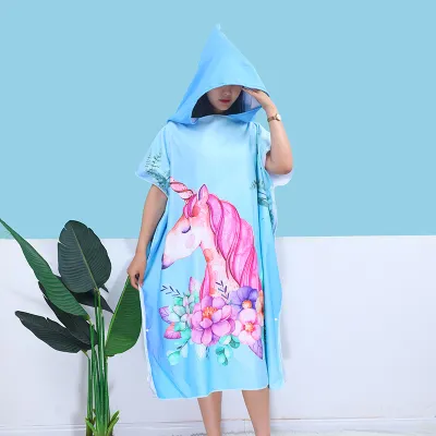 Wearable Bath Towel Adult Microfiber Absorbent Thick Printed Beach Towel