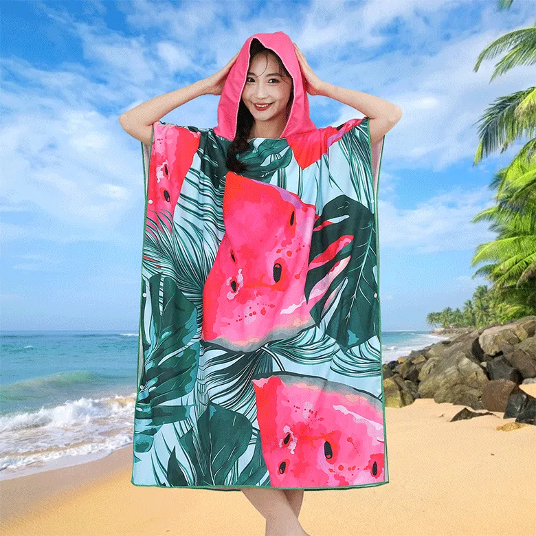 Wearable Bath Towel Adult Microfiber Absorbent Thick Printed Beach Towel