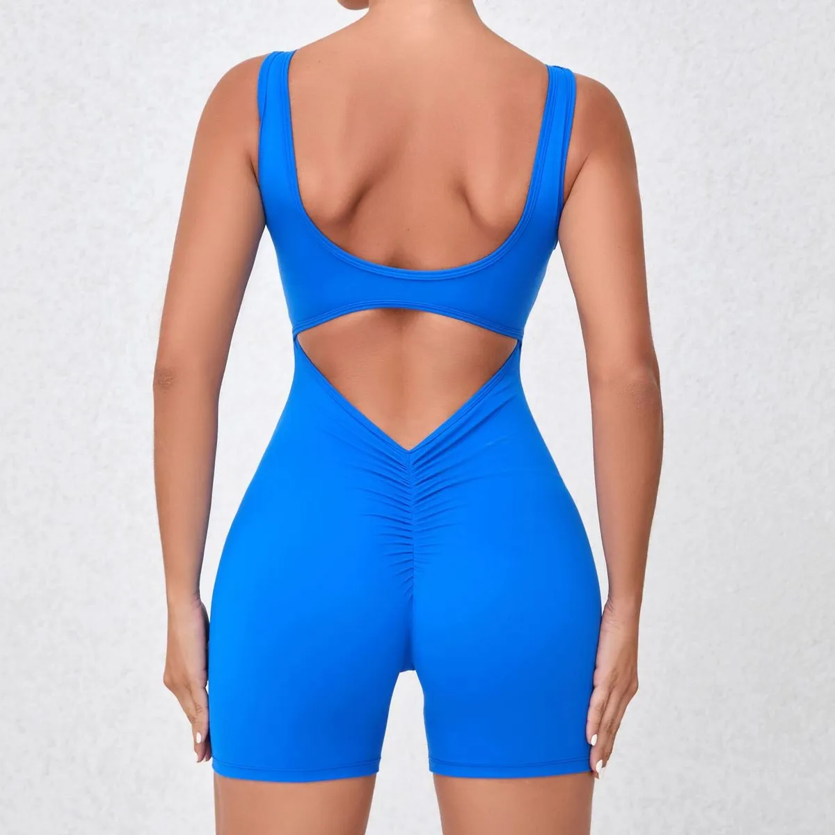 Women Solid Color Backless Hollow Tight Yoga Rompers