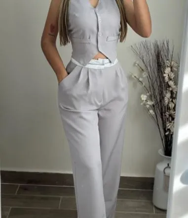 Women Solid Color Sleeveless Top and Pants Set