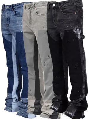 Men Fashion Casual Street Tide Stitching Flared Jean