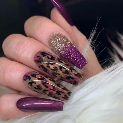 WomenS Fashion Leopard Sequin Fake Nails