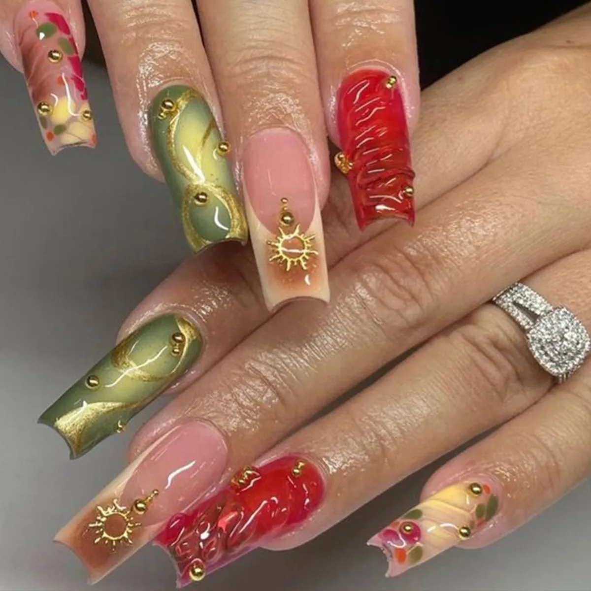 Fashion 3D Brushed Vignetting Nail Art with Ballet Cartoon Floral Patterns