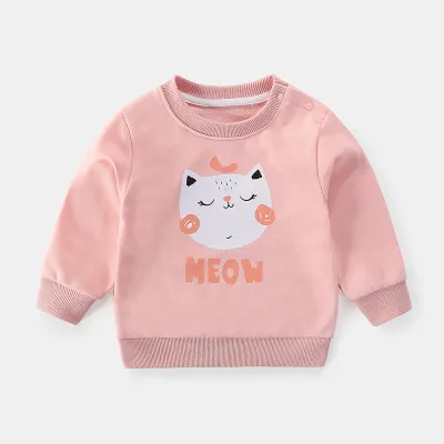 Kids Boys And Girls Long-Sleeved Cartoon Print Pullover Sweatshirt