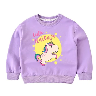 Kids Boys And Girls Long-Sleeved Cartoon Print Pullover Sweatshirt