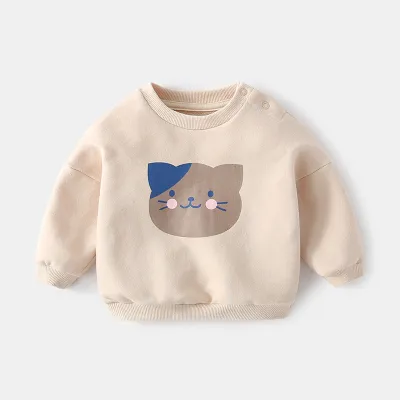 Kids Boys And Girls Long-Sleeved Cartoon Print Pullover Sweatshirt