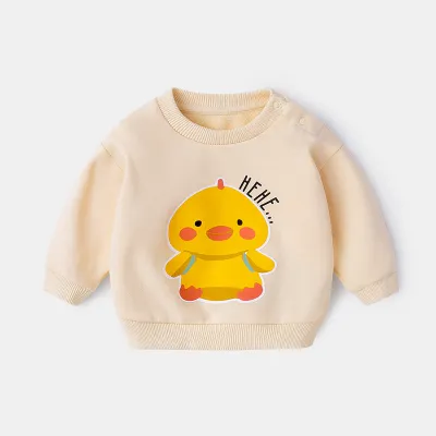 Kids Boys And Girls Long-Sleeved Cartoon Print Pullover Sweatshirt