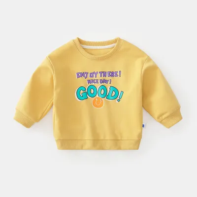 Kids Boys And Girls Long-Sleeved Cartoon Print Pullover Sweatshirt