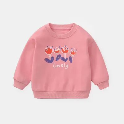 Kids Boys And Girls Long-Sleeved Cartoon Print Pullover Sweatshirt