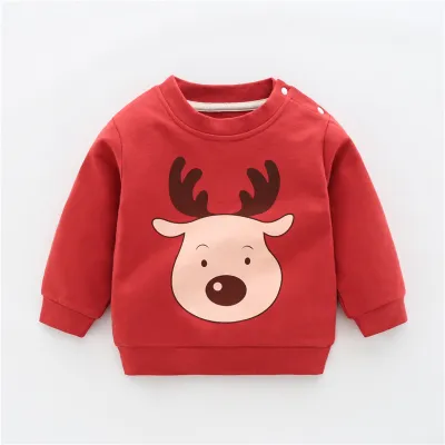 Kids Boys And Girls Long-Sleeved Cartoon Print Pullover Sweatshirt