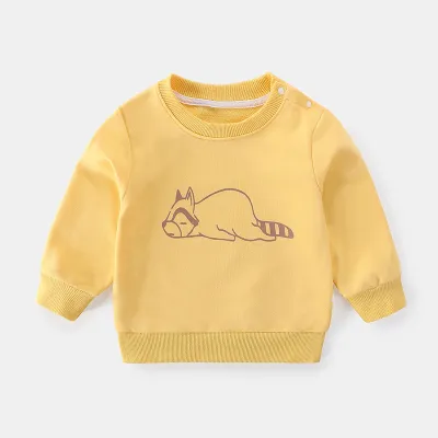 Kids Boys And Girls Long-Sleeved Cartoon Print Pullover Sweatshirt