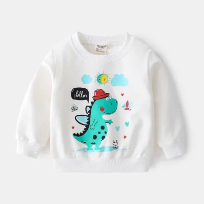 Kids Boys And Girls Long-Sleeved Cartoon Print Pullover Sweatshirt