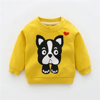 Kids Boys And Girls Long-Sleeved Cartoon Print Pullover Sweatshirt