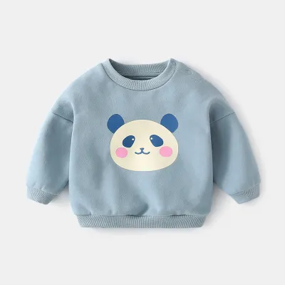 Kids Boys And Girls Long-Sleeved Cartoon Print Pullover Sweatshirt