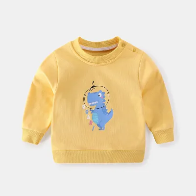 Kids Boys And Girls Long-Sleeved Cartoon Print Pullover Sweatshirt