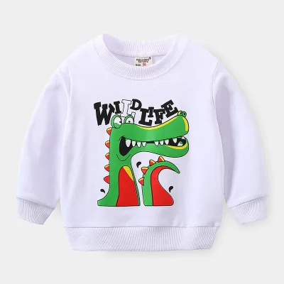 Kids Boys And Girls Long-Sleeved Cartoon Print Pullover Sweatshirt