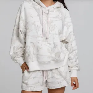 Autumn Winter Graphic Printing Fleece Women Leisure Hoodie Shorts Set