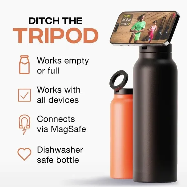 304 Stainless Steel Thermos Cup with Magnetic Bracket Large Capacity Water Bottle