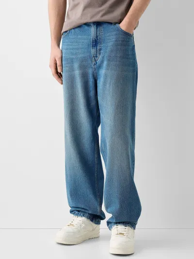 Men Straight-Leg Street Tide High Waist Denim Jeans