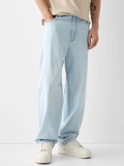 Men Straight-Leg Street Tide High Waist Denim Jeans