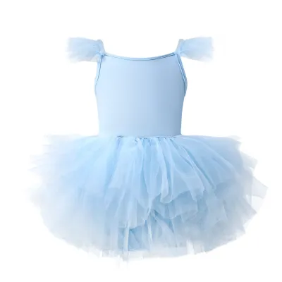 Kids Girls Solid Color Tutu Ballet Dress Nylon