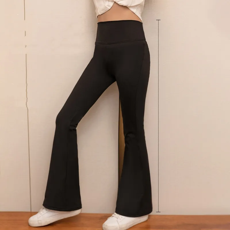 Girls High Waist Slim-Fit Yoga Flare Pants Nylon Acrylic Long