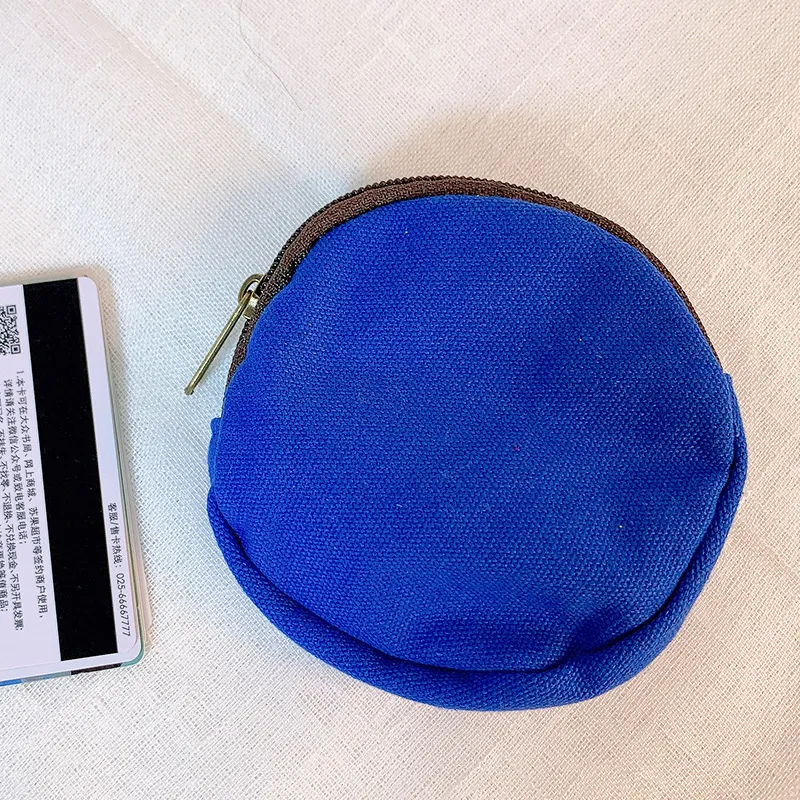 Fashion Simple Solid Color Round Canvas Coin Purse Shopping Bag