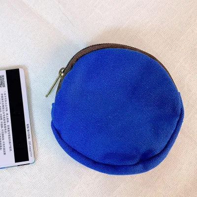 Fashion Simple Solid Color Round Canvas Coin Purse Shopping Bag