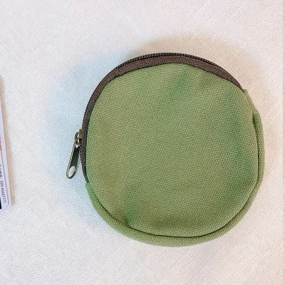 Fashion Simple Solid Color Round Canvas Coin Purse Shopping Bag