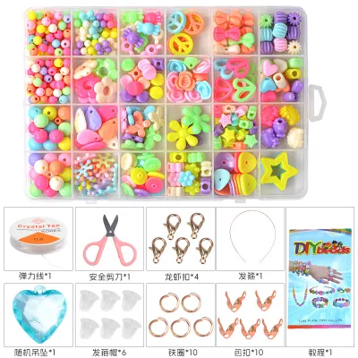 24 Boxed Children's DIY Beaded Bracelet Toy Set Acrylic Creative Craft Making Kit
