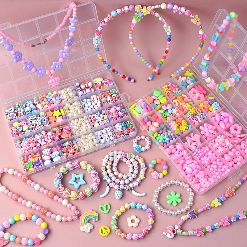 24 Boxed Children's DIY Beaded Bracelet Toy Set Acrylic Creative Craft Making Kit