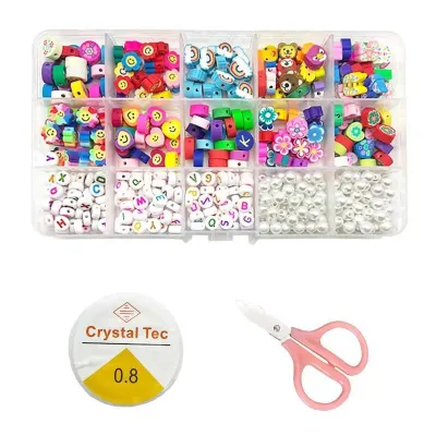 Children's DIY Handmade Beaded Necklace Jewelry Accessories Set with Soft Pottery