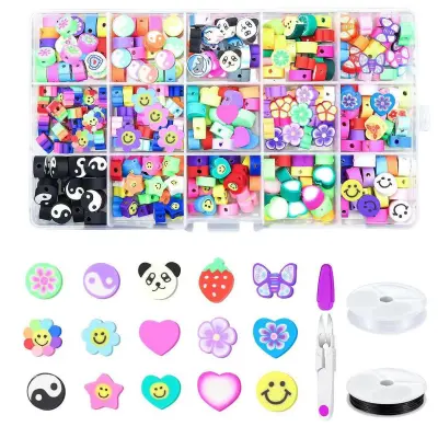 Children's DIY Handmade Beaded Necklace Jewelry Accessories Set with Soft Pottery