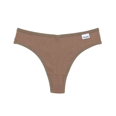 Women's Mid-Waist Cotton Elastic Breathable Underwear Solid Color