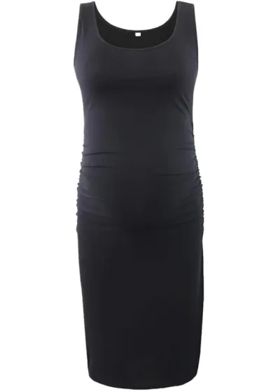 Summer Maternity Casual Sleeveless U Collar Solid Color Dress