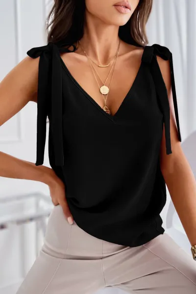 Women Casual Loose Fit V-Neck Tie-Strap Tank Top