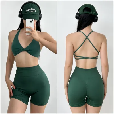 Women Fashion Sexy Solid Color Breathable Cross Backless Yoga Bra