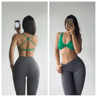 Women Fashion Sexy Solid Color Breathable Cross Backless Yoga Bra