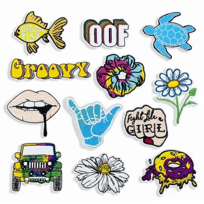 Tortoise Truck Floral Embroidery Cloth Stickers Decorative Accessories